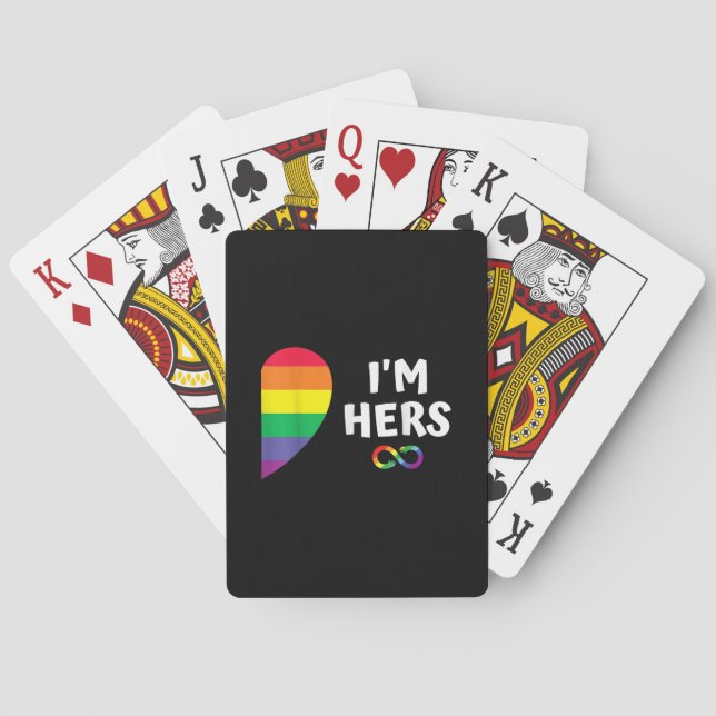 Im hers shes mine matching for pride lesbian coupl playing cards (Back)