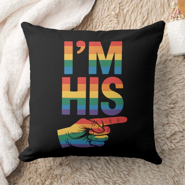 I'm His Gay Couple Matching LGBTQ Pride Throw Pillow (Blanket)