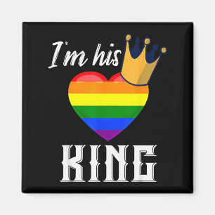 Im His King - Lgbtq Rainbow Heart Gay Boyfriend  Magnet