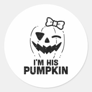 Im His Pumpkin Matching Halloween Couples Him And  Classic Round Sticker