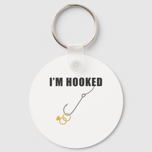 I'm Hooked Engagement Ring Marriage Proposal Fishi Keychain (Front)