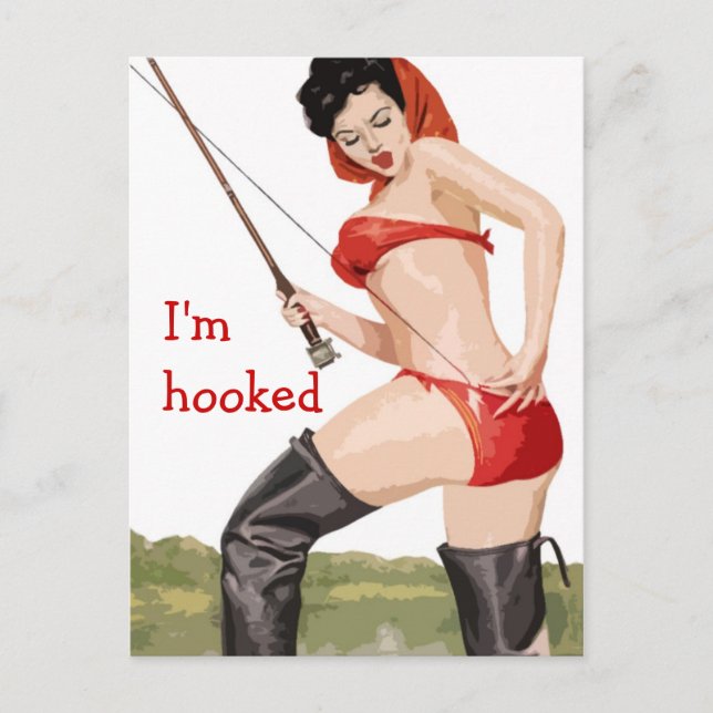 I'm hooked pin-up vintage poster postcard (Front)