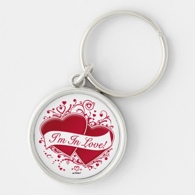 I'm In Love! Red Hearts Keychain (Front)
