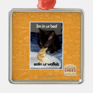 Im in ur bed metal ornament