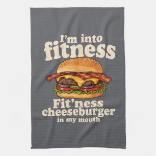 I'm Into Fitness Cheeseburger In My Mouth Funny  Kitchen Towel