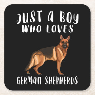 Im Just A Boy Who Loves German Shepherd Square Paper Coaster