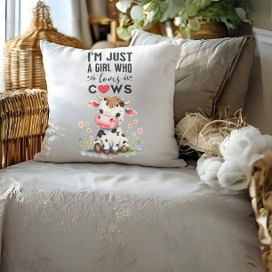  I'm Just A Girl Who Loves Cows 51cm x 51cm Throw Pillow