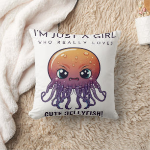 I'm just a girl who really loves jellyfish throw pillow