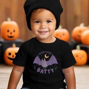 I'm Just A Little Batty Funny Halloween Bat Pun Toddler T-shirt