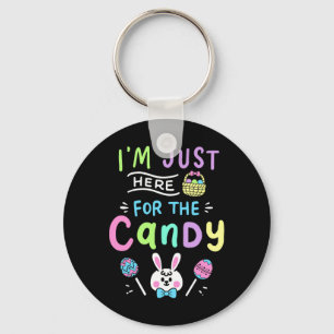 I'm Just Here For Candy Easter Bunny Kids Boys Fun Keychain