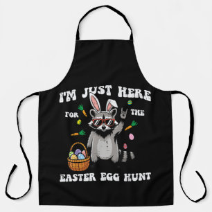 Im Just Here for Easter Egg Hunt Raccoon Apron