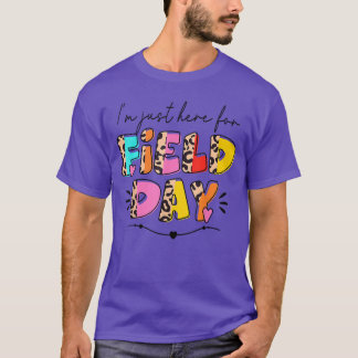 Im Just Here For Field Day Leopard Kids Boys Girls T-Shirt