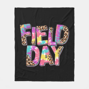 I'm Just Here For Field Day Leopard Tie Dye Last D Fleece Blanket