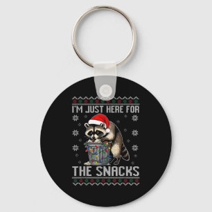 I'm Just Here For Snacks Raccoon Christmas Kids To Keychain