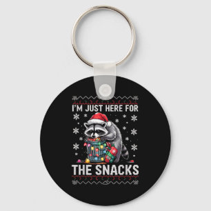 I'm Just Here For Snacks Raccoon Christmas Kids To Keychain