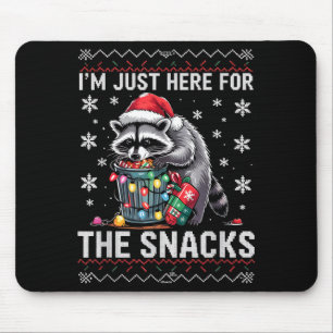I'm Just Here For Snacks Raccoon Christmas Kids To Mouse Pad