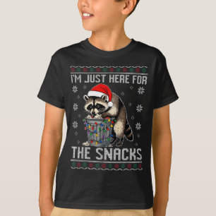 I'm Just Here For Snacks Raccoon Christmas Kids To T-Shirt