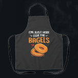 I'm Just Here for the Bagels Jewish Food  Apron<br><div class="desc">bagel lover humour,  Jewish food joke,  funny Hanukkah 2025,  breakfast joke,  Jewish culture shirt,  lox and bagels joke,  pastrami pun,  foodie Hanukkah gift,  holiday bagel humour,  Hanukkah 2025</div>