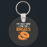 I'm Just Here for the Bagels Jewish Food  Keychain<br><div class="desc">bagel lover humour,  Jewish food joke,  funny Hanukkah 2025,  breakfast joke,  Jewish culture shirt,  lox and bagels joke,  pastrami pun,  foodie Hanukkah gift,  holiday bagel humour,  Hanukkah 2025</div>