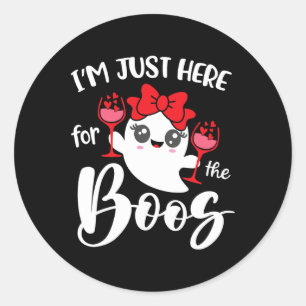 I'm Just Here For The Boos Cute Ghost Funny Women  Classic Round Sticker