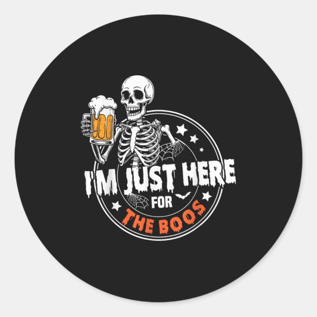 I'm Just Here For The Boos Cute Ghost Halloween Co Classic Round Sticker (Front)