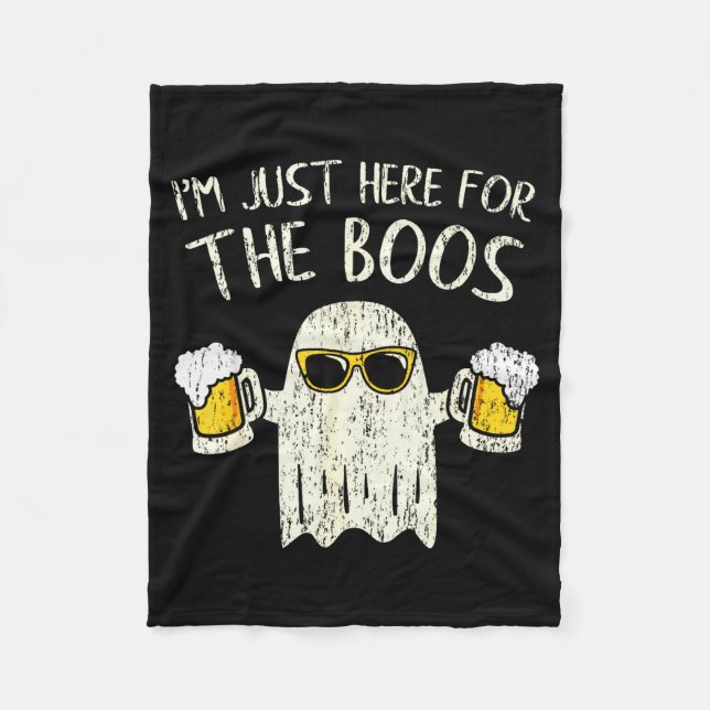 Im Just Here For The Boos Funny Gift Halloween Gho Fleece Blanket (Front)