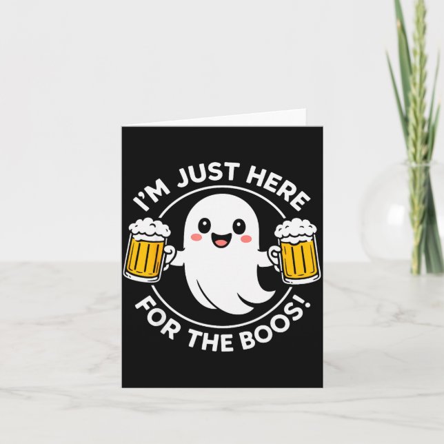 I'm Just Here For The Boos Funny Halloween Ghost M Card (Front)