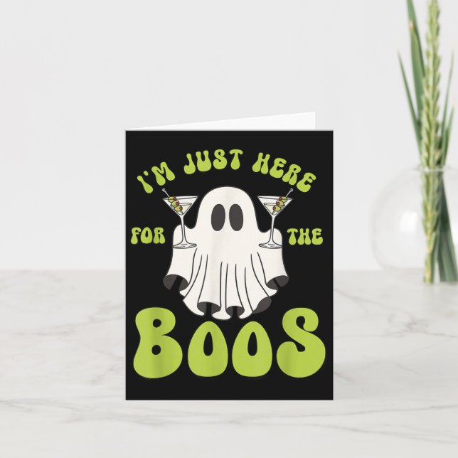 I'm Just Here For The Boos Funny Halloween Ghost M Card (Front)