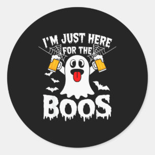 I'm Just Here For The Boos Funny Halloween Ghost M Classic Round Sticker