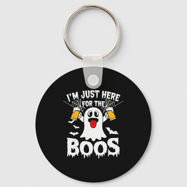 I'm Just Here For The Boos Funny Halloween Ghost M Keychain (Front)