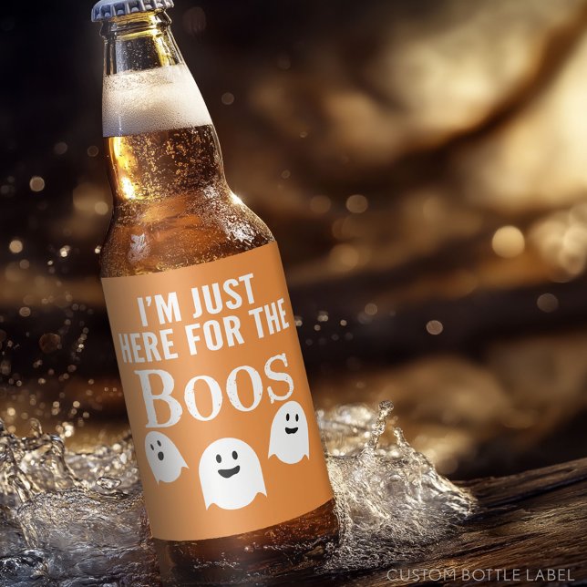 I'm Just Here for the Boos - Funny Halloween Party Beer Bottle Label (Custom Beer Bottle Label)