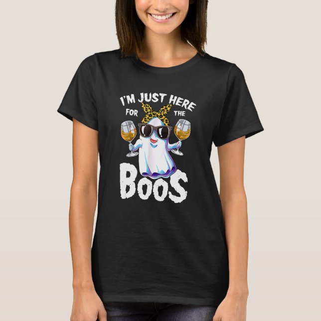 Im Just Here For The Boos Ghost Leopard Women Hall T-Shirt (Front)