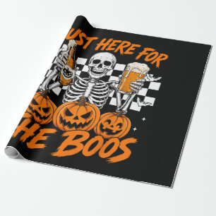 I'm Just Here for The Boos Halloween Skeleton Wrapping Paper