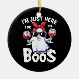 I'm Just Here For The Boos Halloween Women Ghost C Ceramic Ornament