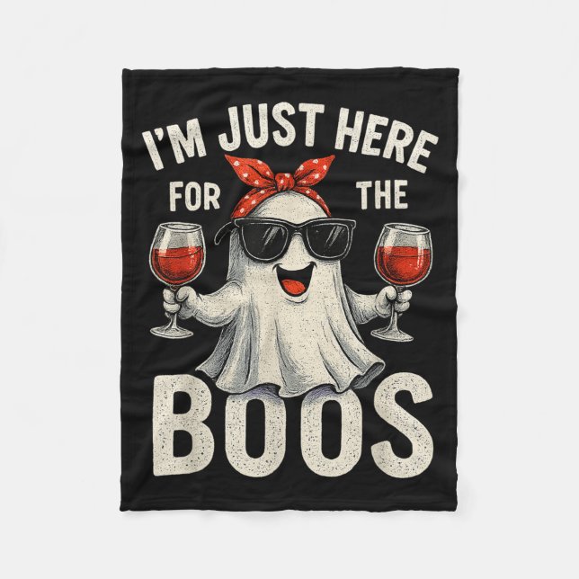I'm Just Here For The Boos Halloween Women Ghost C Fleece Blanket (Front)