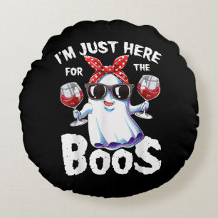 I'm Just Here For The Boos Halloween Women Ghost C Round Pillow