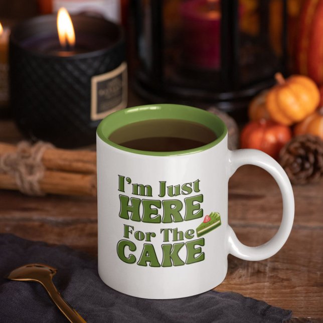 I'm Just here for the cake, matcha cake Two-Tone Coffee Mug (Creator Uploaded)