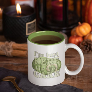 I'm Just here for the cake, matcha cake Two-Tone Coffee Mug