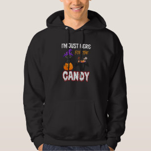 Im Just Here For The Candy Cat Witch Halloween Hoodie