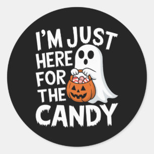I'm Just Here For The Candy Halloween Pun Lollipop Classic Round Sticker