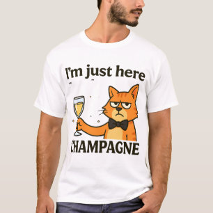 I'm Just Here for the Champagne – Grumpy Party Cat T-Shirt