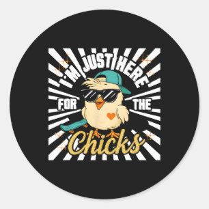 Im Just Here For The Chick Happy Easter Skateboard Classic Round Sticker