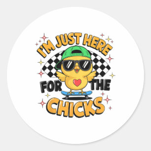 Im Just Here For The Chicks Cute Easter Boys Kids Classic Round Sticker