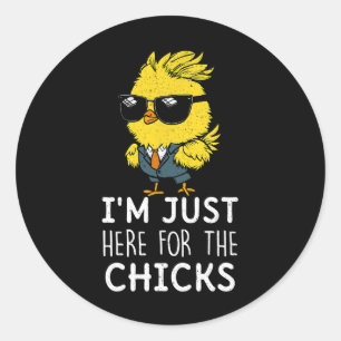 Im Just Here For The Chicks Cute Easter Boys Kids  Classic Round Sticker