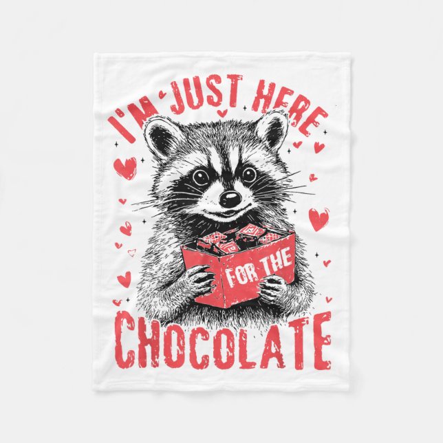 I'm Just Here For The Chocolate Funny Raccoon Vale Fleece Blanket (Front)