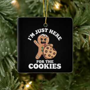I'm Just Here For The Cookies Christmas Baking Ceramic Ornament