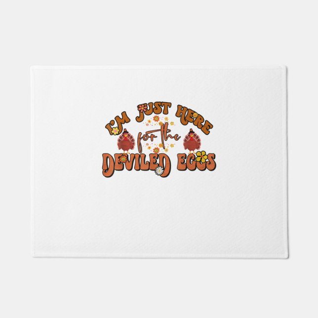I'm Just Here For The Deviled Eggs Groovy Thanksgi Doormat (Front)