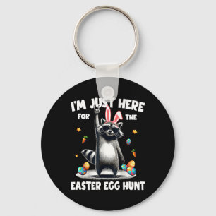 I'm Just Here For The Easter Egg Hunt Bunny Raccoo Keychain