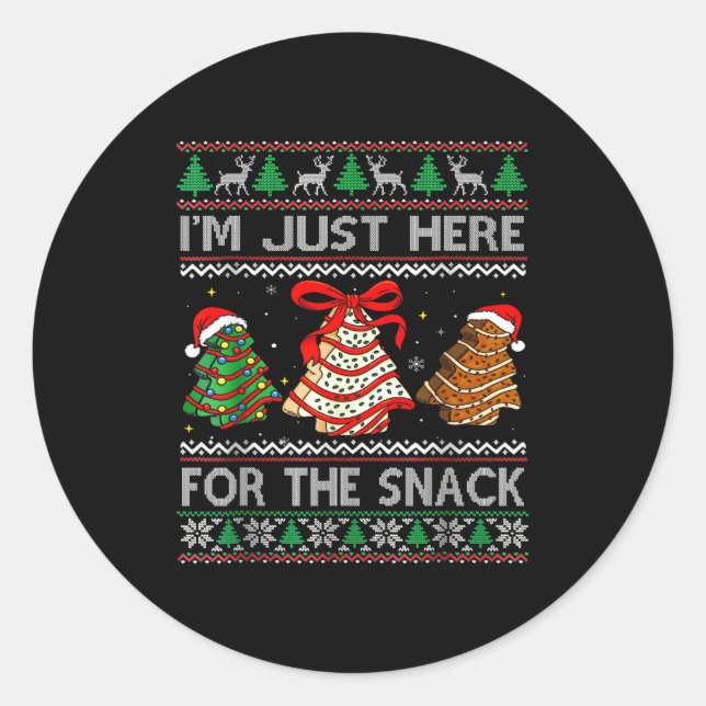 I'm Just Here For The Snack Christmas Cakes Debbie Classic Round Sticker (Front)