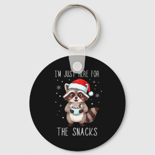 I'm Just Here For The Snacks Christmas Raccoon  Keychain